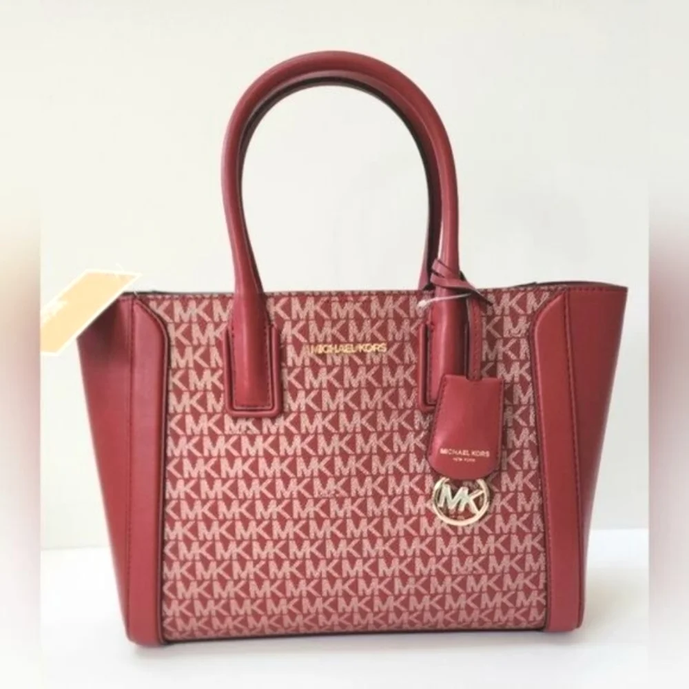 Michael Kors KALI  iPAD Case Tote Satchel Chili Red, Gold Adjustable Crossbody